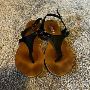 Aldo Black and Brown Sandals Classic Thong Style